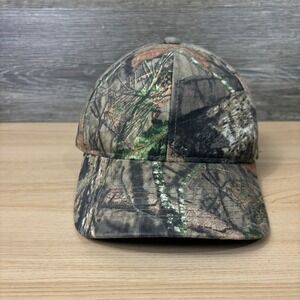 Vintage Camo Hat Cap Strap Back Brown Green Camouflage Hunting Outdoors
